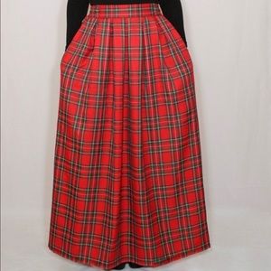 Red Tartan Plaid Holiday Maxi Skirt